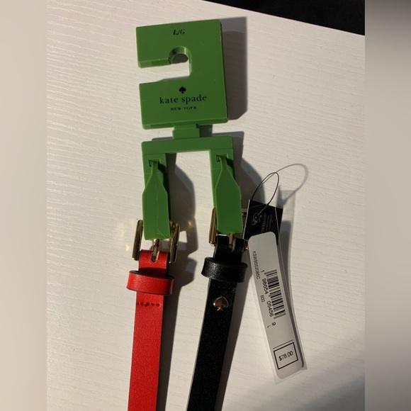 Kate Spade Red Bow Belt and Black straight Belt Set women’s Sz Large - Picture 2 of 6